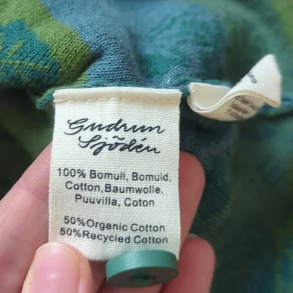 Gudrun Sjoden Marbacka Cardigan Long Sweater Organic Cotton XL Green Blue - Picture 10 of 16